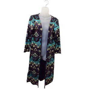 SILVERADO Sequined Long Coat Jacket Aztec Western Design size XS Runs big‎